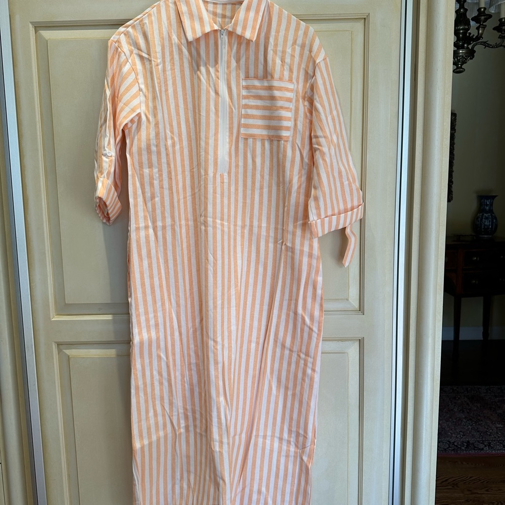 Casual Striped Button Down Shirt Dress